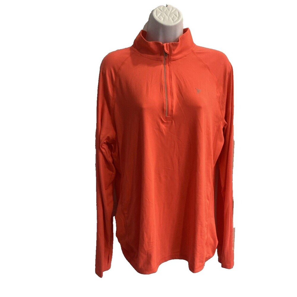 Old Navy Active Shirt XL Neon Orange Go-Dry 1/4 Zip Athletic Long Sleeve Run Top